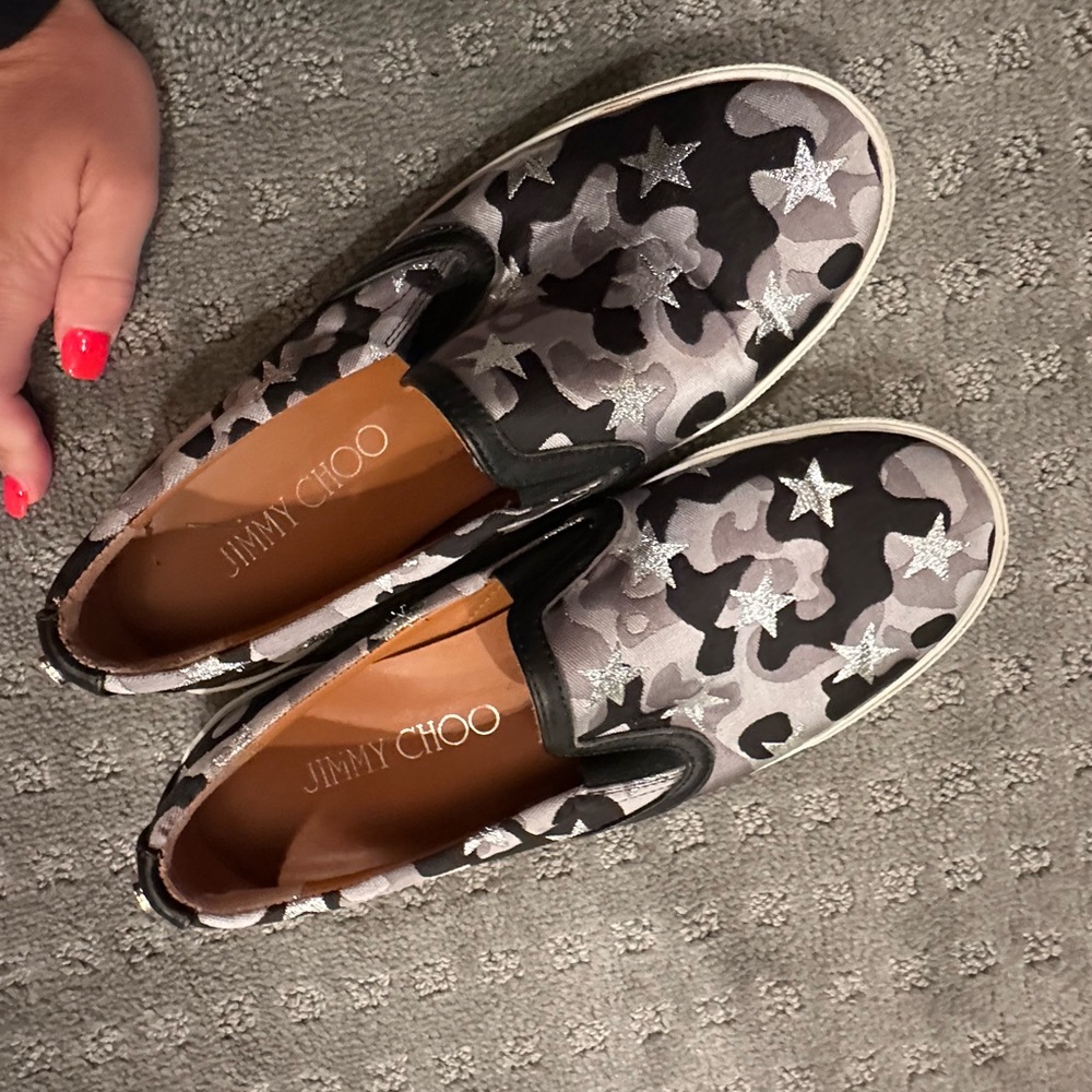 Jimmy Choo Black and Silver Women's Slip-On Shoes